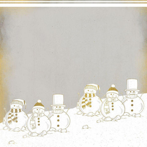 Snowmen in a Row White Modern Wood Framed Art Print with Double Matting by Kimberly, Allen