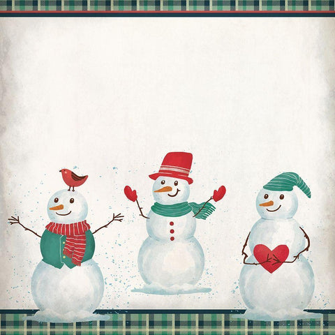 Hometown Snowmen Black Modern Wood Framed Art Print with Double Matting by Kimberly, Allen