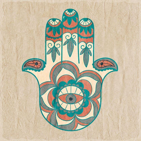 Henna Hand White Modern Wood Framed Art Print by Kimberly, Allen