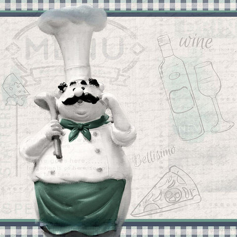 In the Kitchen 1 White Modern Wood Framed Art Print with Double Matting by Kimberly, Allen