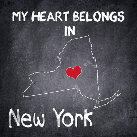 My Heart NY Black Modern Wood Framed Art Print with Double Matting by Kimberly, Allen