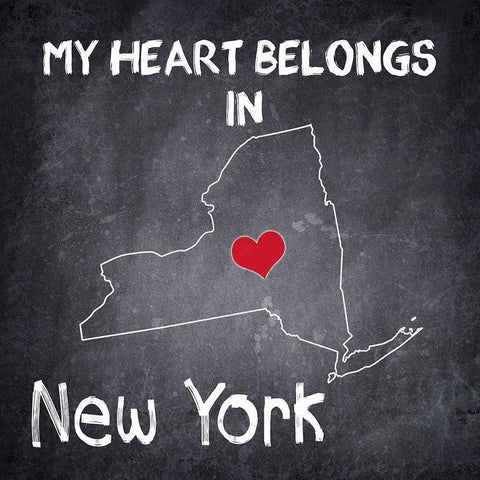 My Heart NY White Modern Wood Framed Art Print with Double Matting by Kimberly, Allen