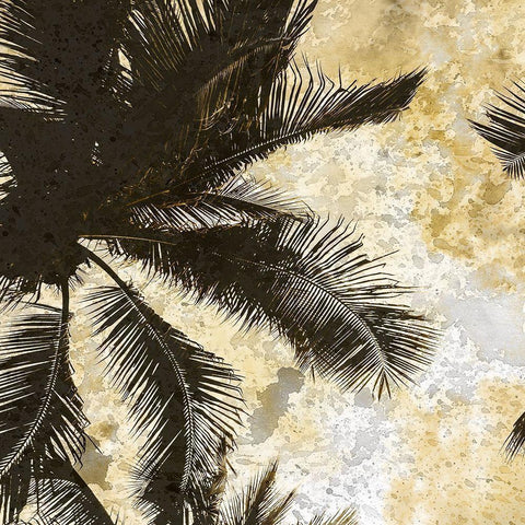 Palm Tree Gold 1 Black Modern Wood Framed Art Print by Kimberly, Allen