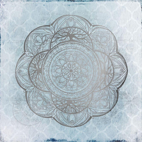 Silver Medallion 1 White Modern Wood Framed Art Print with Double Matting by Kimberly, Allen