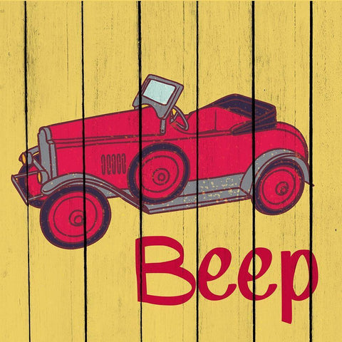 Beep Honk 1 White Modern Wood Framed Art Print by Kimberly, Allen