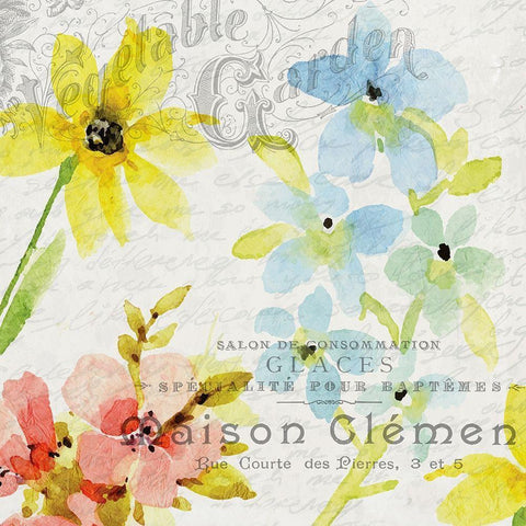 French Floral 2 Black Modern Wood Framed Art Print by Allen, Kimberly