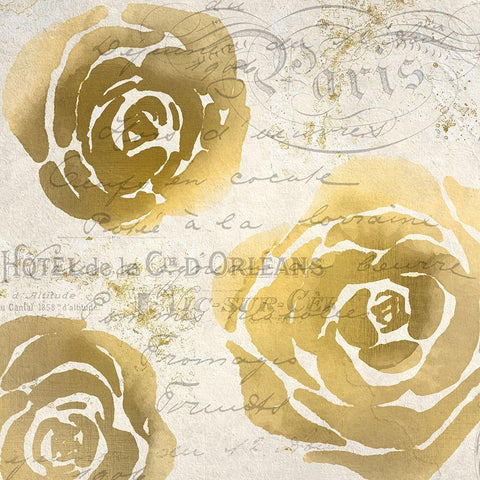 Golden Floral 2 Black Modern Wood Framed Art Print by Kimberly, Allen