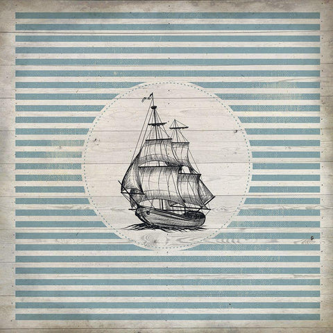 Lets Sail 1 Black Ornate Wood Framed Art Print with Double Matting by Kimberly, Allen