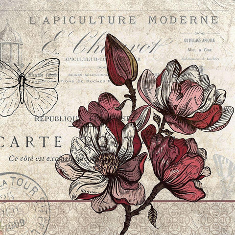 Magnolia Square 1 Black Modern Wood Framed Art Print by Kimberly, Allen