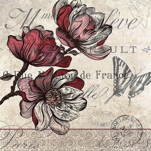 Magnolia Square 2 Black Ornate Wood Framed Art Print with Double Matting by Kimberly, Allen