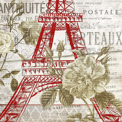 Paris Script Series 3 White Modern Wood Framed Art Print with Double Matting by Kimberly, Allen