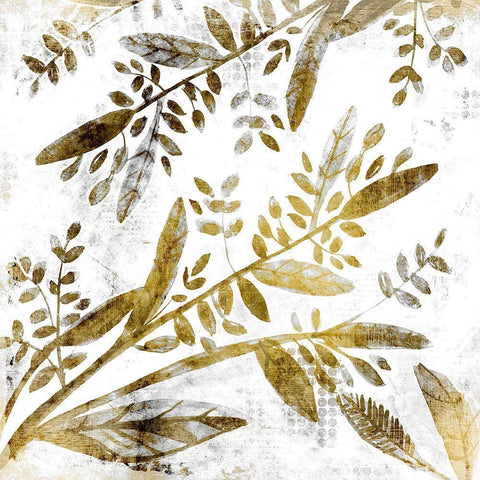 Botanical in Gold 1 White Modern Wood Framed Art Print by Kimberly, Allen