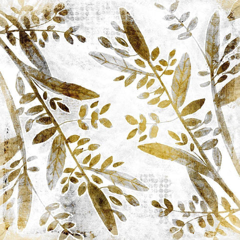 Botanical in Gold 2 White Modern Wood Framed Art Print with Double Matting by Kimberly, Allen