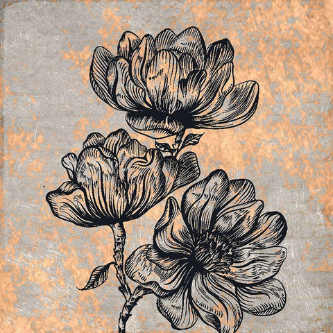 Notes on Floral 3 White Modern Wood Framed Art Print with Double Matting by Kimberly, Allen