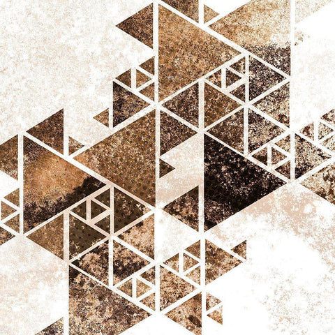 Triangles in Copper 1 White Modern Wood Framed Art Print with Double Matting by Allen, Kimberly