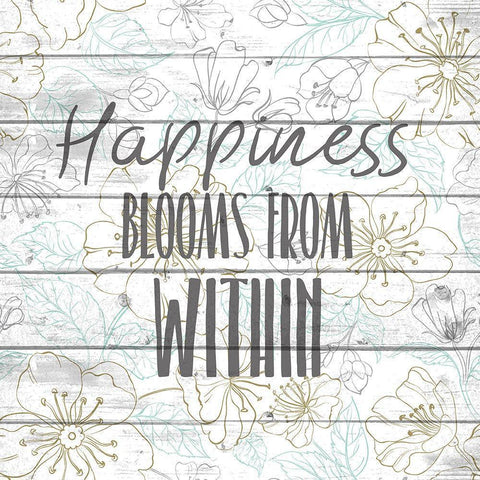 Happiness 2 White Modern Wood Framed Art Print by Kimberly, Allen