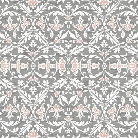 Hydrangea Paris Grey Pattern 1 White Modern Wood Framed Art Print with Double Matting by Kimberly, Allen