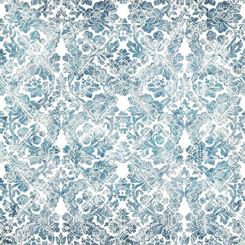 Soft Floral Blue Pattern 2 White Modern Wood Framed Art Print by Kimberly, Allen