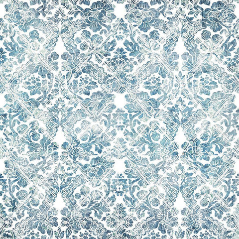 Soft Floral Blue Pattern 2 White Modern Wood Framed Art Print with Double Matting by Kimberly, Allen
