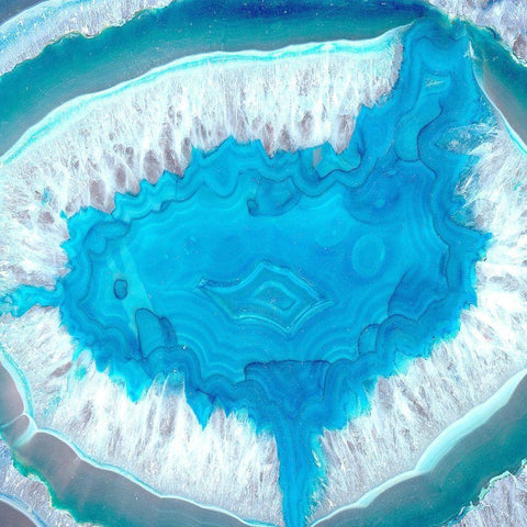 Blue Geo 1 Black Modern Wood Framed Art Print with Double Matting by Kimberly, Allen