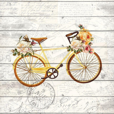 Carte Postal Bike 2 Black Modern Wood Framed Art Print by Kimberly, Allen