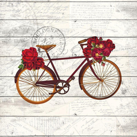Carte Postal Bike 3 White Modern Wood Framed Art Print by Kimberly, Allen