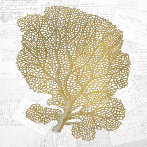 Gold Coral 1 Gold Ornate Wood Framed Art Print with Double Matting by Kimberly, Allen