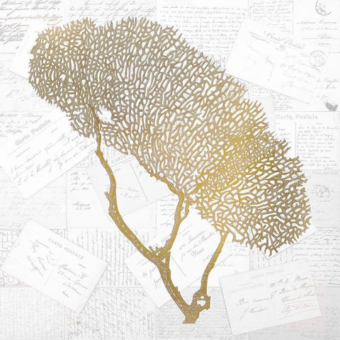 Gold Coral 2 Black Modern Wood Framed Art Print by Kimberly, Allen