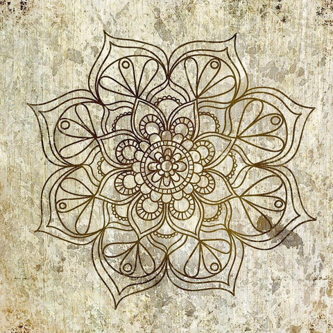 Splatter Mandala 1 Gold Ornate Wood Framed Art Print with Double Matting by Kimberly, Allen