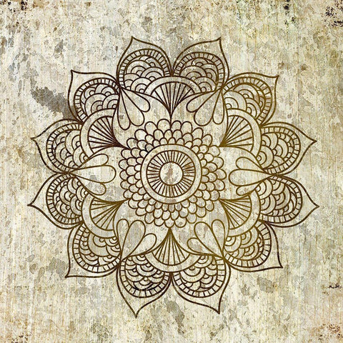 Splatter Mandala 2 Gold Ornate Wood Framed Art Print with Double Matting by Kimberly, Allen