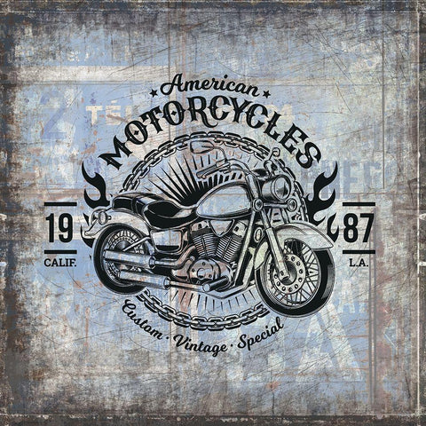 American Motorcycle 1 Black Modern Wood Framed Art Print with Double Matting by Kimberly, Allen