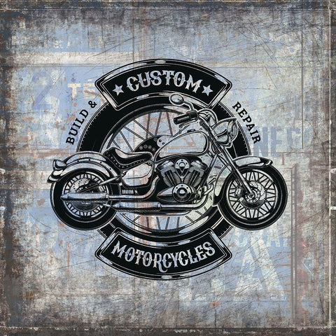 American Motorcycle 3 Black Ornate Wood Framed Art Print with Double Matting by Kimberly, Allen