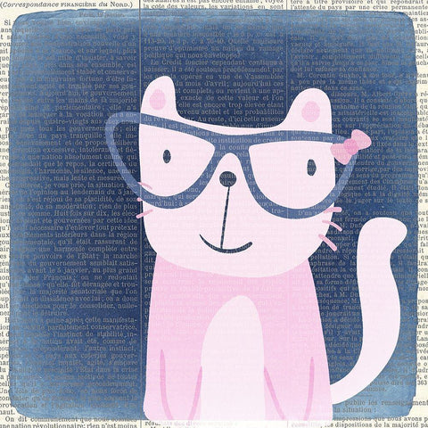 Quirky Cats 2 White Modern Wood Framed Art Print with Double Matting by Kimberly, Allen