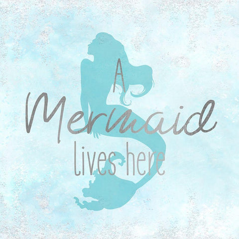 A Mermaid 1 Silver Black Modern Wood Framed Art Print with Double Matting by Kimberly, Allen