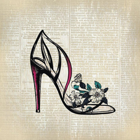 High Heel News 2 Black Modern Wood Framed Art Print with Double Matting by Kimberly, Allen