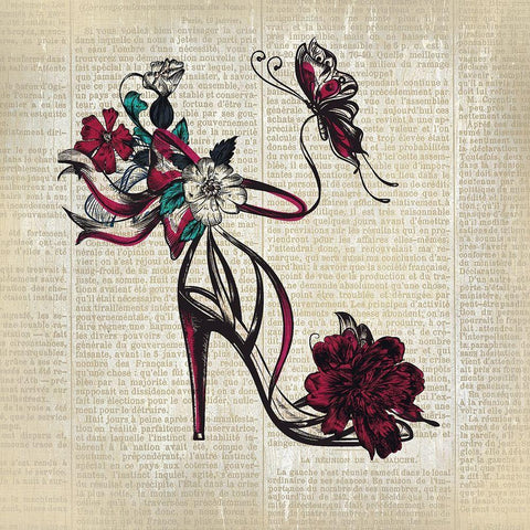 High Heel News 3 White Modern Wood Framed Art Print with Double Matting by Kimberly, Allen