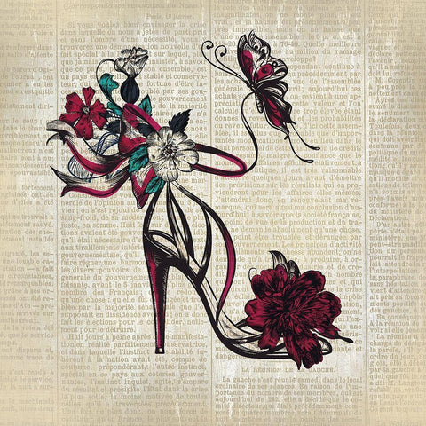 High Heel News 3 Black Modern Wood Framed Art Print by Kimberly, Allen