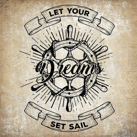 Let Your Dreams Set Sail White Modern Wood Framed Art Print with Double Matting by Kimberly, Allen