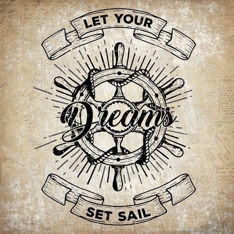 Let Your Dreams Set Sail Black Modern Wood Framed Art Print with Double Matting by Kimberly, Allen