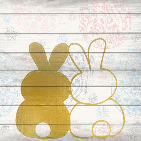 Bunny Love 1 Black Modern Wood Framed Art Print with Double Matting by Kimberly, Allen