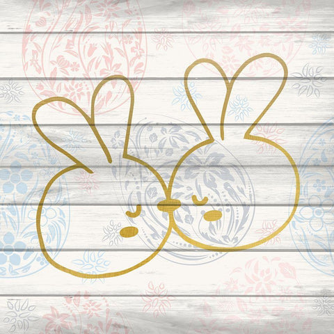 Bunny Love 2 Black Modern Wood Framed Art Print with Double Matting by Kimberly, Allen