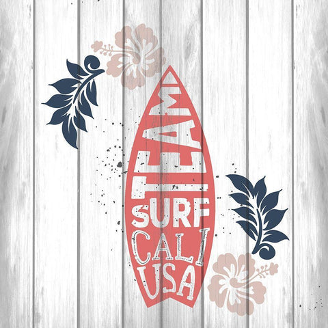 California Surf 3 White Modern Wood Framed Art Print with Double Matting by Kimberly, Allen