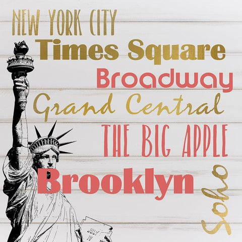 New York Gold Ornate Wood Framed Art Print with Double Matting by Kimberly, Allen