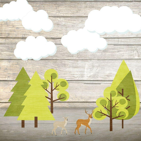 AInto the Woods White Modern Wood Framed Art Print with Double Matting by Kimberly, Allen