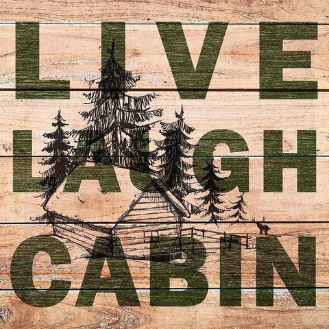 Live Laugh Cabin Black Ornate Wood Framed Art Print with Double Matting by Kimberly, Allen