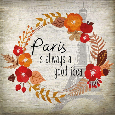 Paris in the Fall 2 White Modern Wood Framed Art Print with Double Matting by Kimberly, Allen