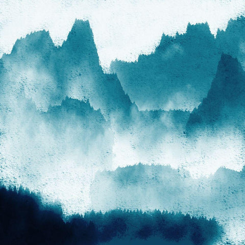 Mountain Mist Teal 1 Black Modern Wood Framed Art Print by Allen, Kimberly
