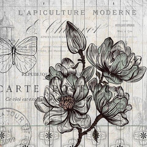 Country Magnolia 1 Black Modern Wood Framed Art Print by Kimberly, Allen