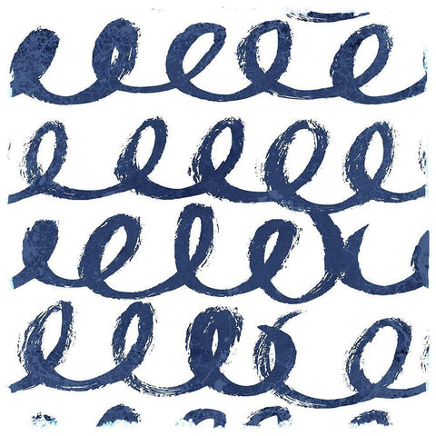 Indigo Scribbles 1 Black Ornate Wood Framed Art Print with Double Matting by Allen, Kimberly