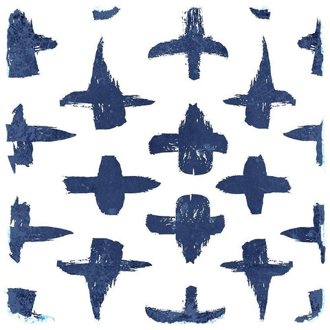 Indigo Scribbles 3 White Modern Wood Framed Art Print with Double Matting by Allen, Kimberly